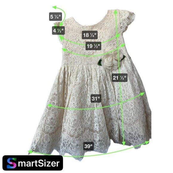 Rare Editions Lace Flower Girl Dress Ivory  Toddler 3T  Satin Sash  Cap-Sleeve - Picture 7 of 7